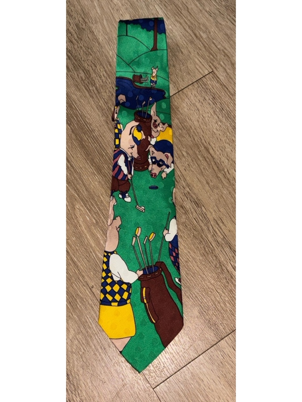 Ties In Disguise Golf Pigs Tie Funny Cartoon Novelty Necktie